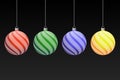 Four Lighting Christmas Balls - Vector Set Royalty Free Stock Photo
