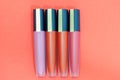 Four lipsticks in various colors