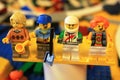 Closeup photo with four little LEGO people, figurines, built in LEGOLAND, Billund , Denmark
