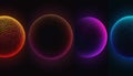 Four glowing spheres with dot patterns in vibrant colors Royalty Free Stock Photo