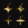 Four Luxury Flat sparkling stars, SET of vector star wink design sused in effect and celebrated template on dark background design Royalty Free Stock Photo