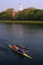 A four man scull on the Charles River,