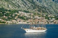 A four-masted sailing vessel Sea Cloud moving into the port of