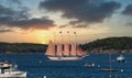 Four Masted Schooner in Bar Harbor Royalty Free Stock Photo