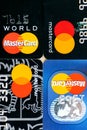 Four MasterCard credit cards. Royalty Free Stock Photo