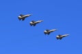 Four MiG-31BM in flight on background blue sky