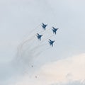 Four military jet planes in sky Royalty Free Stock Photo