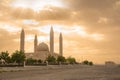 The four minarets and the dome of the new Mosque of Nizwa Royalty Free Stock Photo