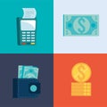 four mobile transaction icons