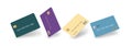 Four mock generic credit cards are seen floating over a white background.