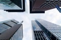 Four modern highrise buildings seen from below Royalty Free Stock Photo