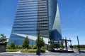 Four modern skyscrapers in the Cuatro Torres Business Area. Crystal, Space, Pwc and CEPSA Towers in Madrid, Spain