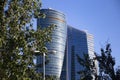 Four modern skyscrapers Cuatro Torres in business financial district of Madrid, Spain 2018-08-14