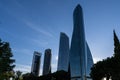 The four modern skyscrapers or Cuatro Torres in Madrid, Spain