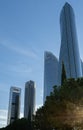 The four modern skyscrapers or Cuatro Torres in Madrid, Spain