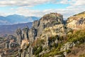 Four monasteries of Meteors: Roussanou, Monastery of Agios Nikol Royalty Free Stock Photo