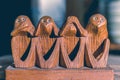 Four monkeys hear, see, speak and do no evil Royalty Free Stock Photo