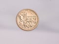 The four most commonly used American Coins. A quarter, dime, nickle, and penny isolated on a white background Royalty Free Stock Photo