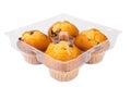Four muffins in a package Royalty Free Stock Photo