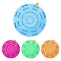 Four multi colored Christmas balls