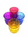 Four multi-colored glasses isolated