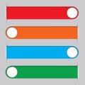 Four multi-colored ribbons for placing the text information