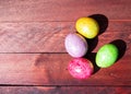 Four multicolored bright easter eggs Royalty Free Stock Photo