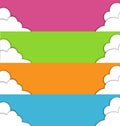 Four multicolored spring banners with clouds