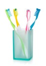 Four multicolored toothbrushes