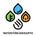 The four natural elements abstract icon logo set design Royalty Free Stock Photo