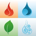 Four Natural Elements - Earth, Water, Air and Fire. Vector.