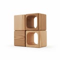 Stacked Wooden Blocks with Rounded Cutouts on a White Background children education Royalty Free Stock Photo