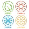 Four nature seasons circles shadow Royalty Free Stock Photo