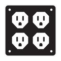 Four nema 5-15 power outlet flat vector icon for apps or websites Royalty Free Stock Photo