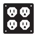 Four nema 5-15 power outlet flat vector icon for apps or websites