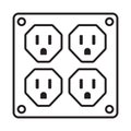 Four nema 5-15 power outlet line art vector icon for apps or websites