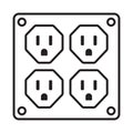 Four nema 5-15 power outlet line art vector icon for apps or websites Royalty Free Stock Photo