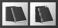 Four notebooks mockup color black icons