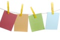 Four Notecard hangs on clothesline