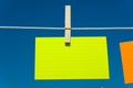 Four notes on a clothesline Royalty Free Stock Photo