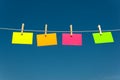 Four notes on a clothesline Royalty Free Stock Photo
