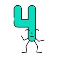 four number character icon color illustration