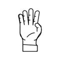 four number hand gesture line icon vector illustration