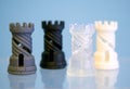 Four Objects photopolymer printed on a 3d printer. Royalty Free Stock Photo