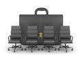 Four office chairs and leather briefcase