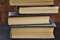 Four old books closed, close-up Royalty Free Stock Photo