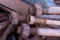 Four old rusty bolts