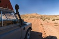 Four by 4 oldtimer driving off road in Morocco