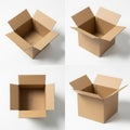 Four open cardboard boxes isolated on white background Royalty Free Stock Photo