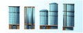 Four options for architecture buildings. Office, home, shopping center. Vector graphics Royalty Free Stock Photo